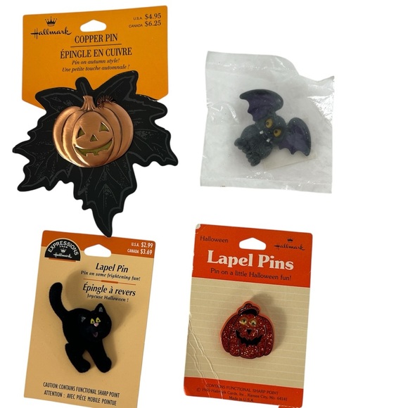 Hallmark Jewelry - Hallmark Halloween Theme Lapel Pins Vintage Lot of 4 New on Card